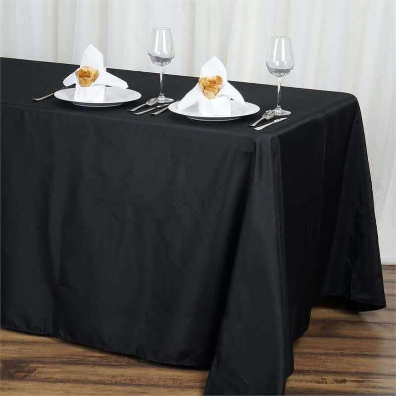 Black Seamless Polyester Rectangular Tablecloth 90