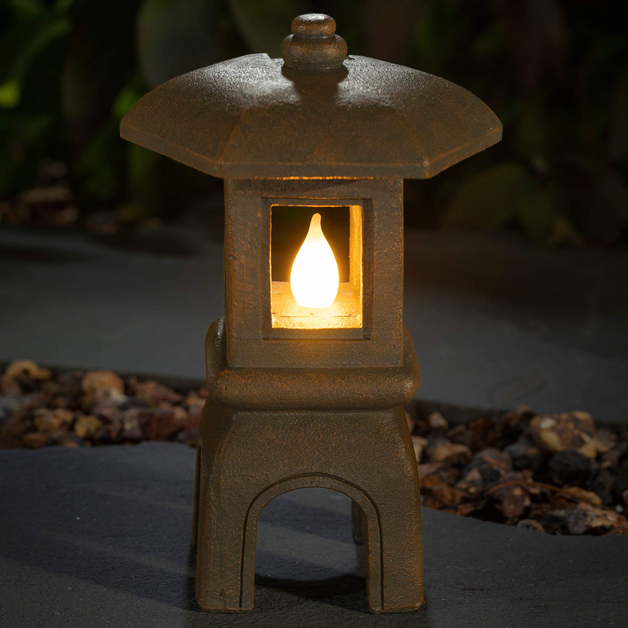 Dawhud Direct | Vp Home Serenity Zen Pagoda Solar Powered Flickering Led Outdoor