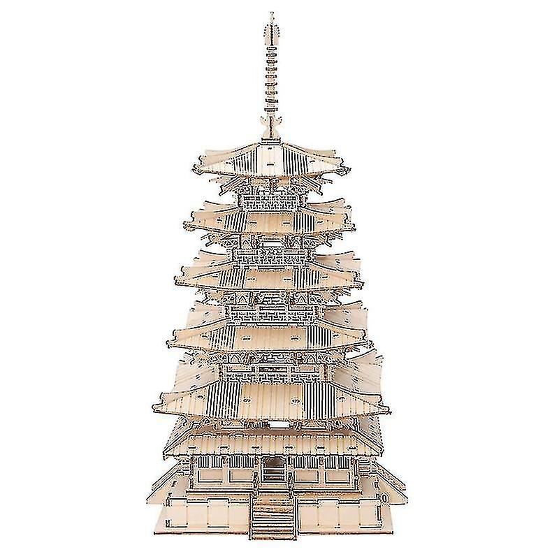 Gojoy Five-storied Pagoda 3d Wooden Puzzle Toys For Children Kids Birthday Gift