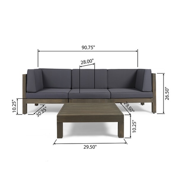 Oana Outdoor 3Seater Acacia Wood Sectional Sofa Set with Coffee Table by Christopher Knight Home