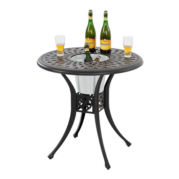 Outdoor 31'' Round Cast Aluminum Bistro Table with 1.97'' Umbrella Hole