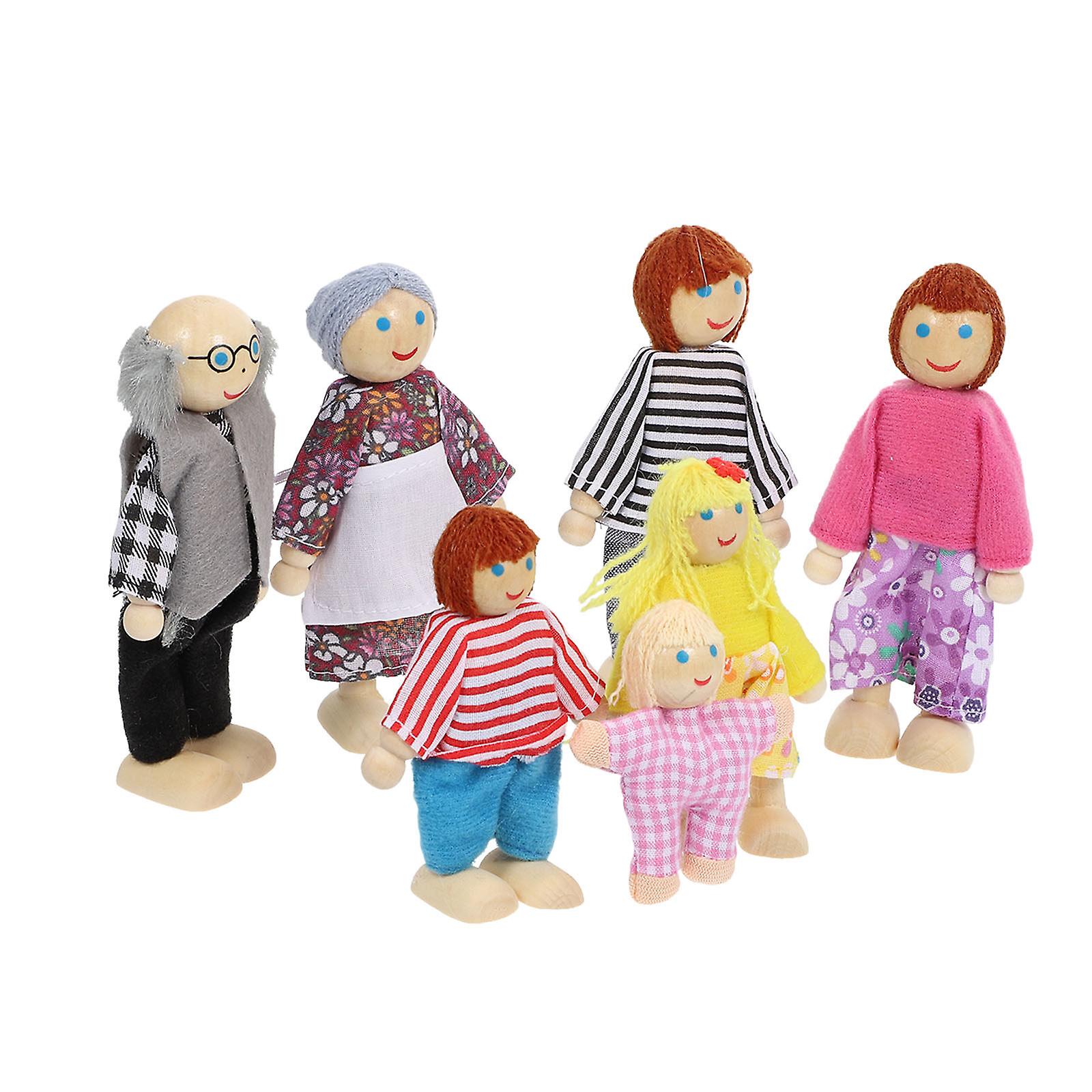 1 Set Of Poseable Doll Family Children Family Doll Toy Desktop Adornment Role Play Toys