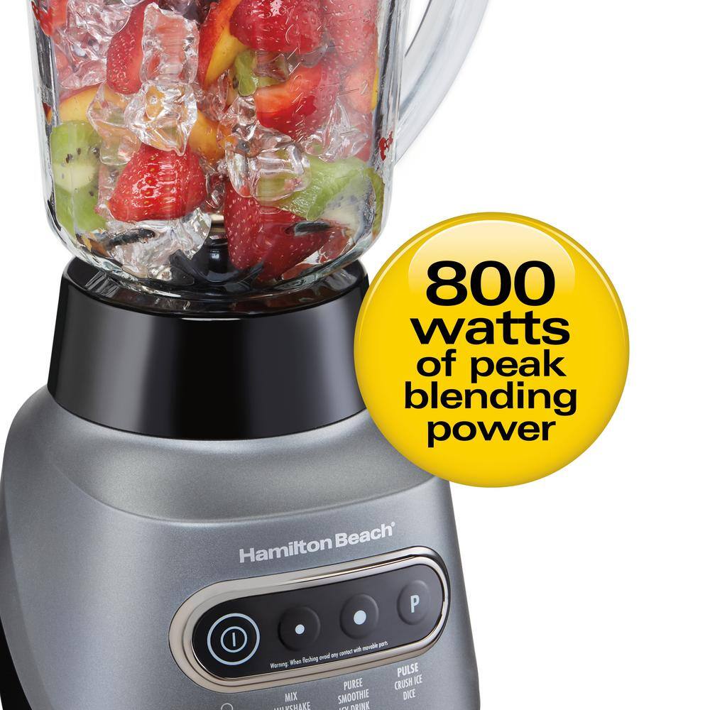 Hamilton Beach Wave Crusher 40 oz. 6-Speed Gray Blender with 20 oz. Travel Jar 58181