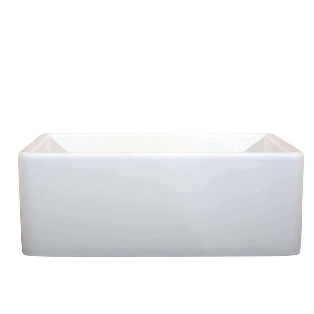 FINE FIXTURES Sutton White Fireclay 24 in. Single Bowl Farmhouse Apron Kitchen Sink FC2418SU