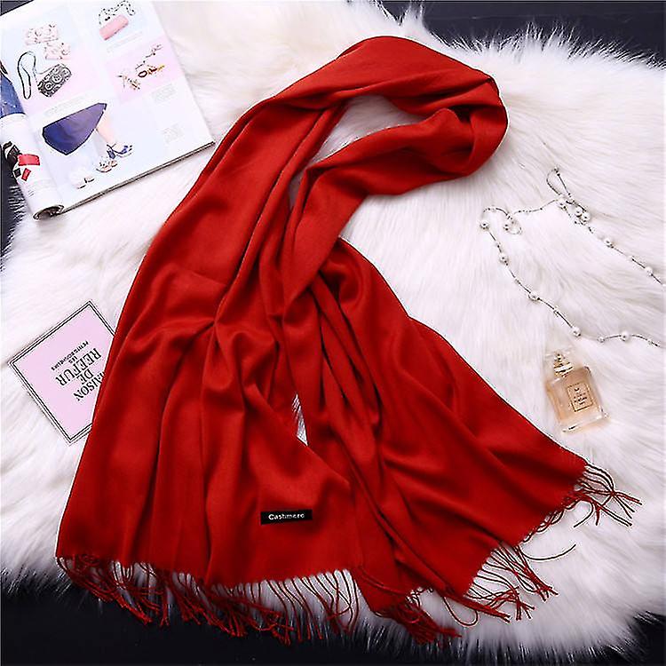 200*70cm Winter Shawls Polyester Cashmere Scarf With Tassel