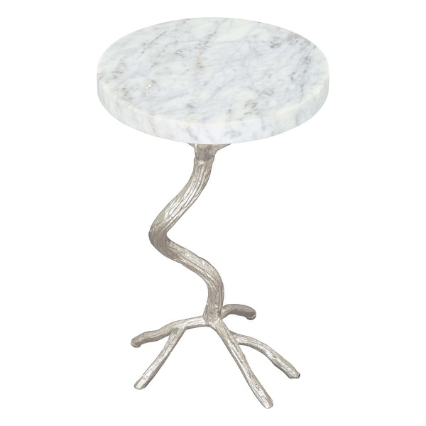 Joel Side Table White and Silver - White， Silver - 12