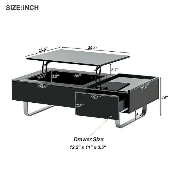 Multifunctional Coffee Table with Lifted Tabletop， High-gloss Surface Sofa Table for Living Room