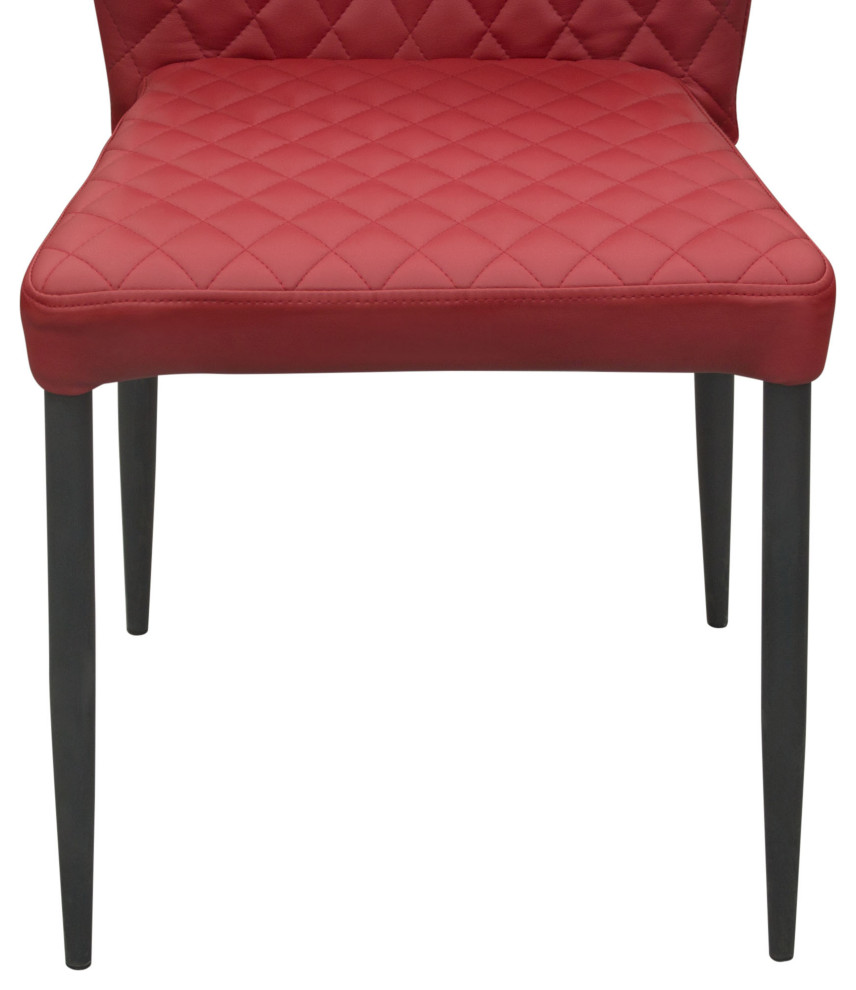 Set of 4 Contemporary Red Stacking Dining Chairs Tufted Leather  Set of 4   Midcentury   Dining Chairs   by Sideboards and Things  Houzz