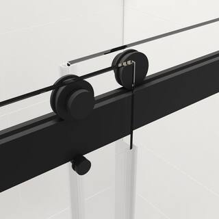 Xspracer Moray 72 in. W x 76 in. H Sliding Frameless Shower Door in Matte Black Finish with Clear Glass JH-21S100272MB