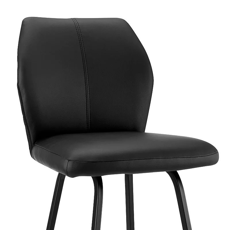 30 Inch Metal Frame Leatherette Bar Stool， Black