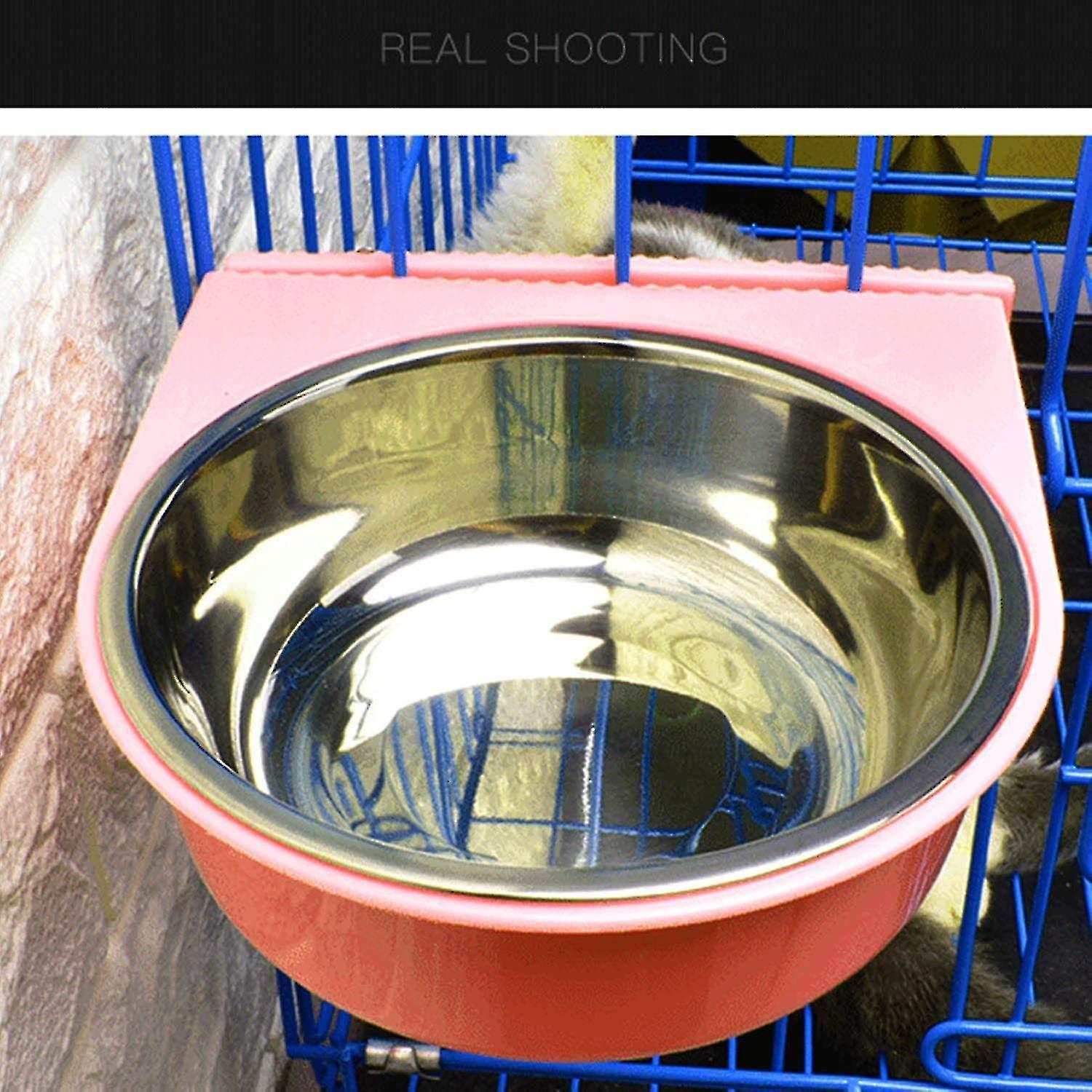 Dog Bowl， Removable Stainless Steel Water Food Feeder Bowls Cage Coop Cup For Cat Puppy Bird Pets