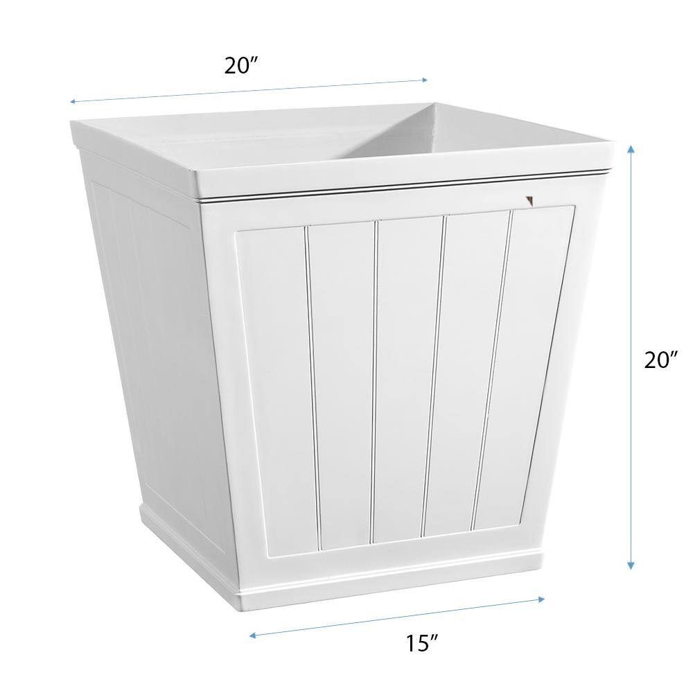 Vigoro 20 in. Eden Large White Resin Square Planter (20 in. L x 20 in. W x 20 in. H) HD1114-089