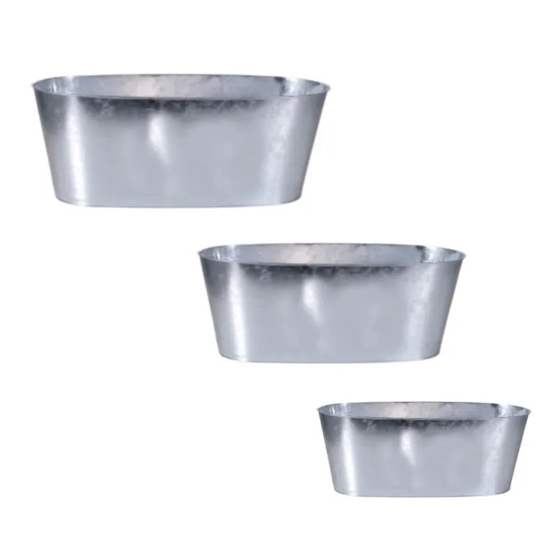 Wholesale Price Mini Oval Galvanized Planters Bulk Selling Trendy Garden Decorative Metal Planter   Pots Supply