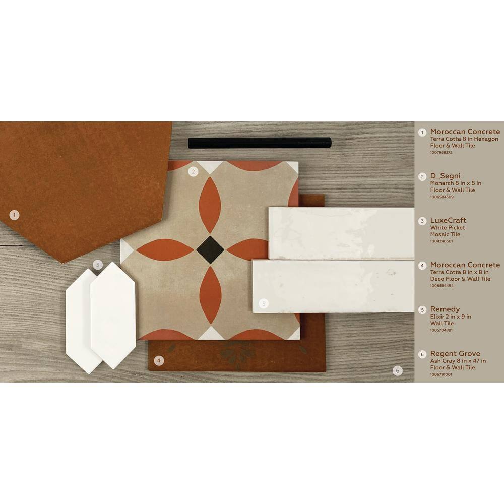 Marazzi Moroccan Concrete Terra Cotta 8 in. x 9 in. Glazed Porcelain Hexagon Floor and Wall Tile (9.37 sq. ft.Case) MC568HEX1P2