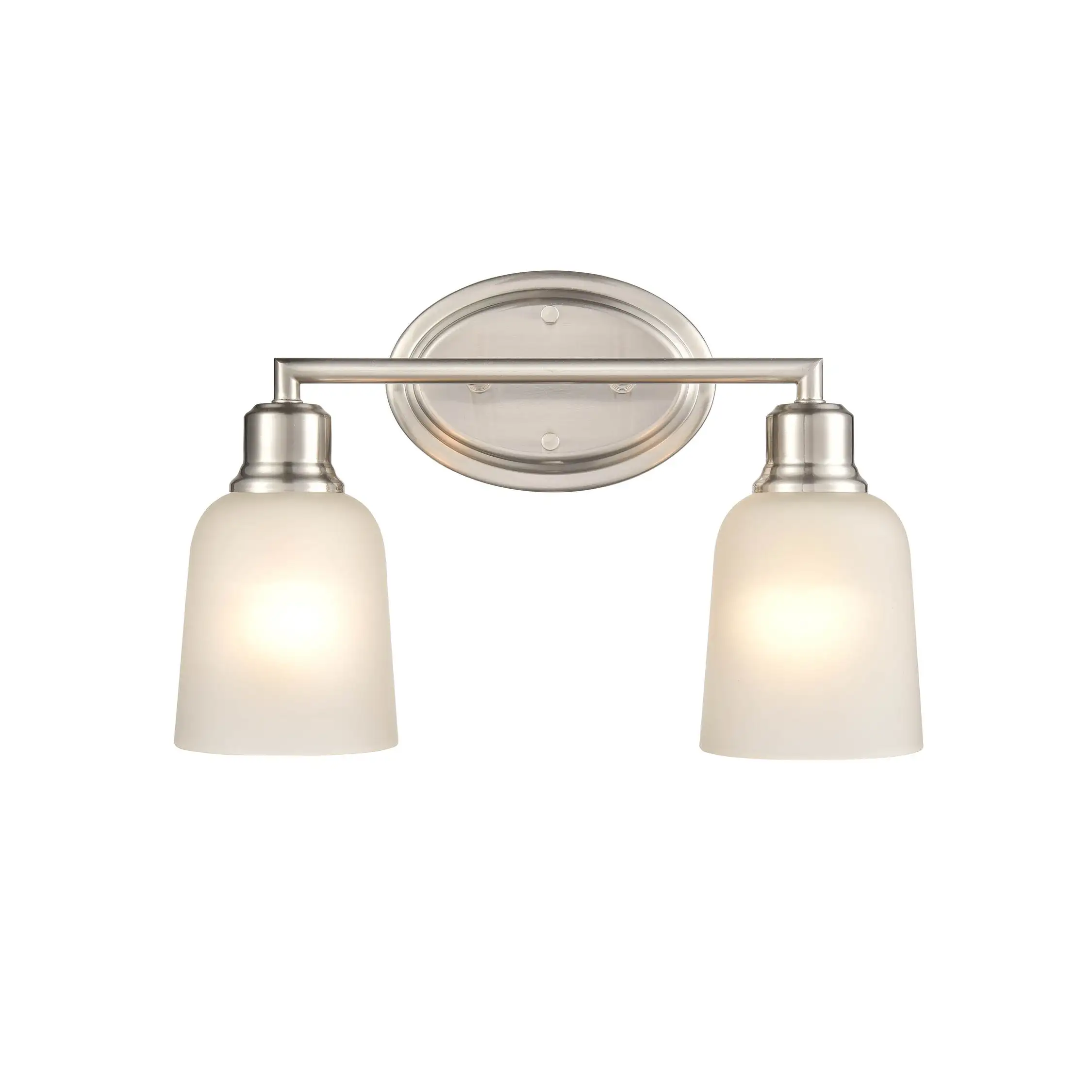 Millennium Lighting Amberle Brushed Nickel or Matte Black 2 Light Bathroom Vanity Fixture with Frosted White Shade