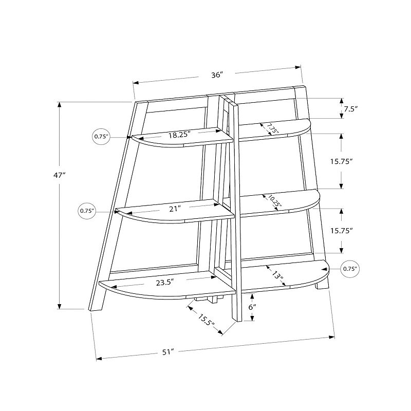 Monarch 6-Shelf Ladder Bookcase Floor Decor