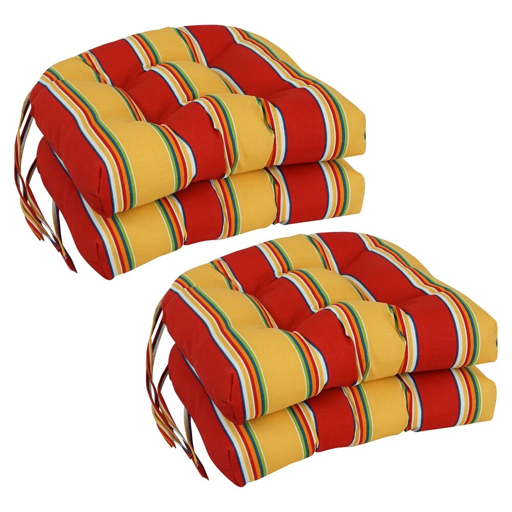 16 inch Rounded Back Tufted Indoor/Outdoor Chair Cushions (Set of 4)   16\
