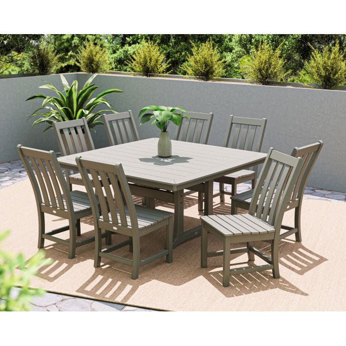 POLYWOOD Outdoor 9pc Dining Set -Farmhouse Trestle 59 Counter Height