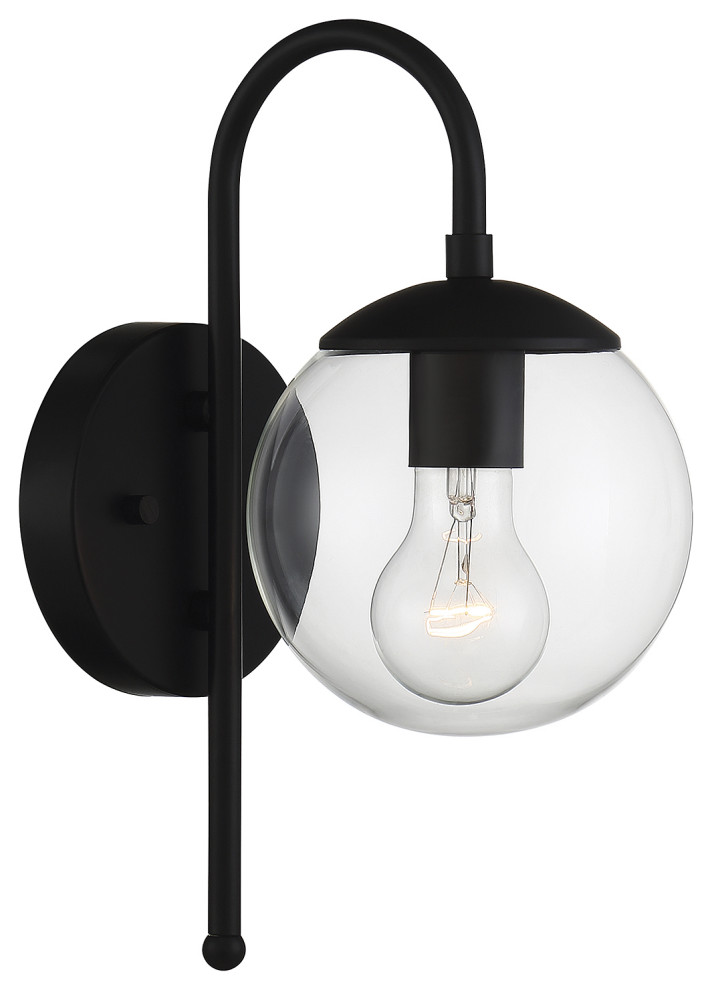 1 Light Outdoor Wall Lantern  Matte Black   Midcentury   Outdoor Wall Lights And Sconces   by Lights Online  Houzz