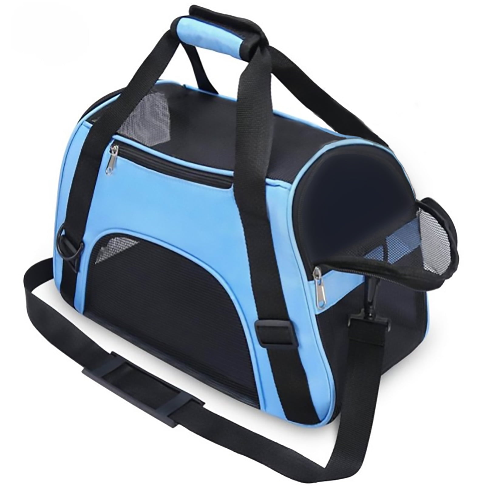 Soft Pet Carrier Airline Approved Soft Sided Pet Travel Carrying Handbag Under Seat Compatibility， Perfect for Cats and Small Dogs Breathable 4-Windows Design (Blue)