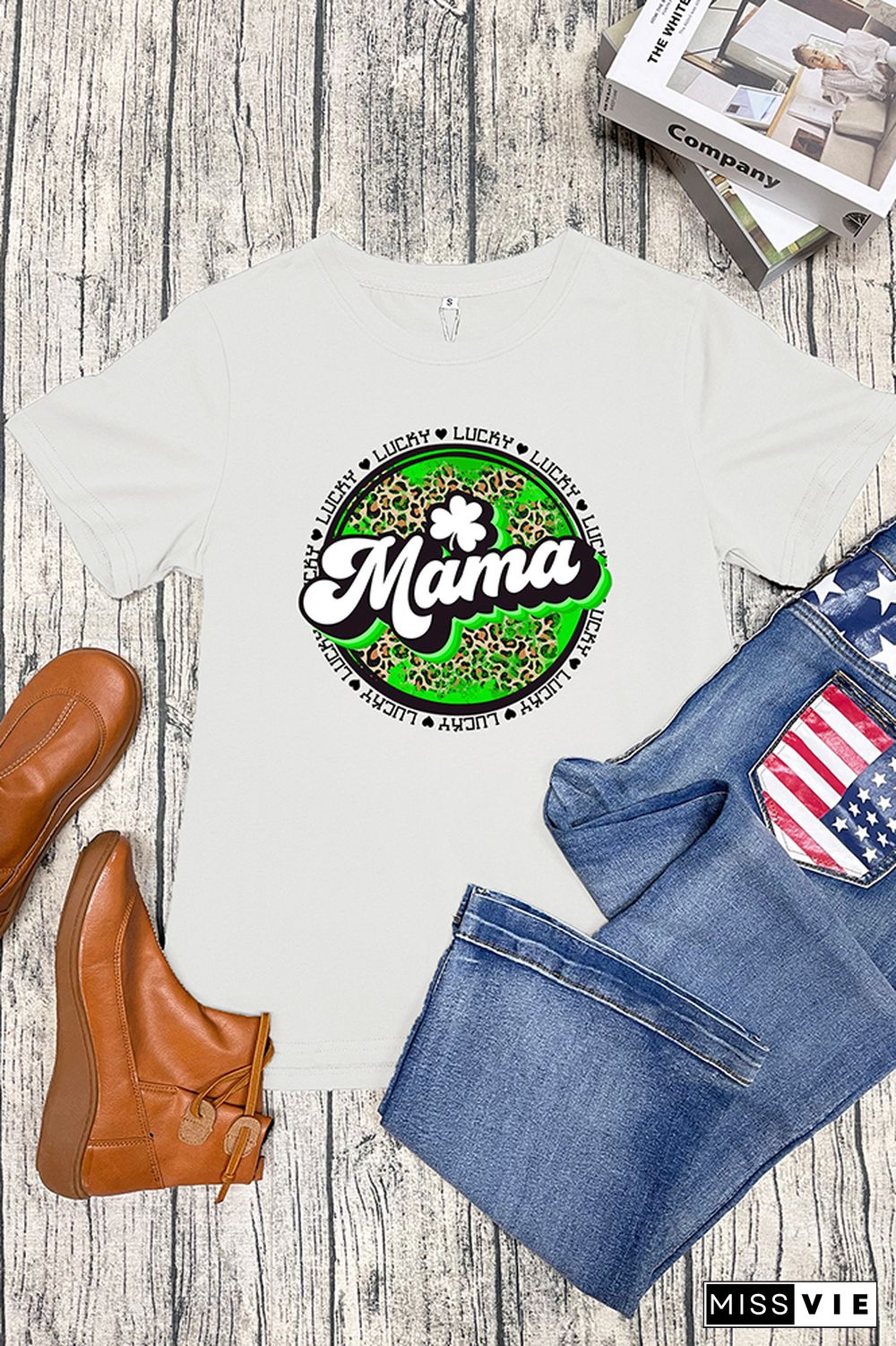 Lucky Mama Short Sleeve Graphic Tee Wholesale