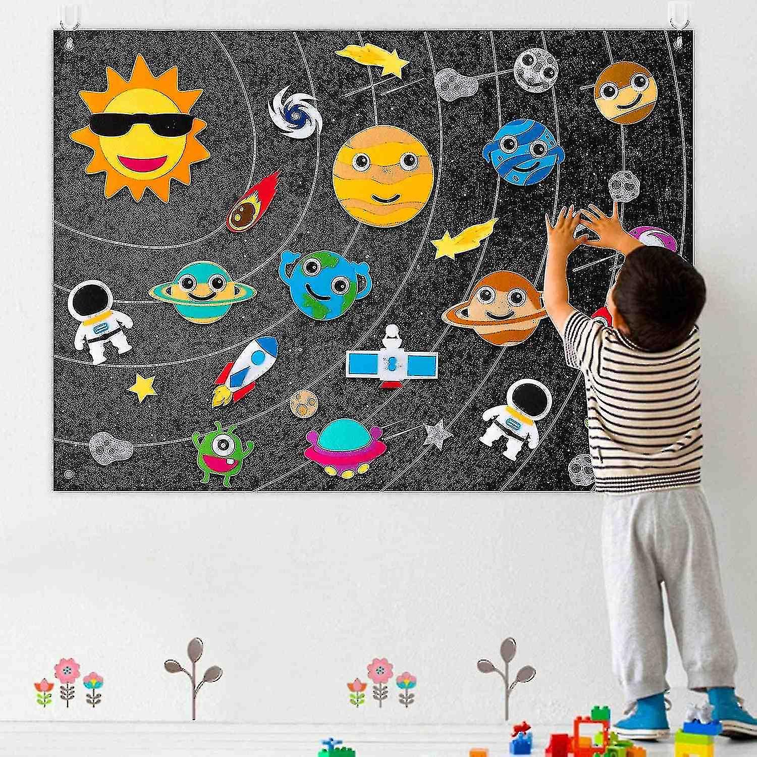 35pcs Solar System Felt Story Board Kit Universe Storytelling Set Reusable Flannel Space Lab Toys Ha