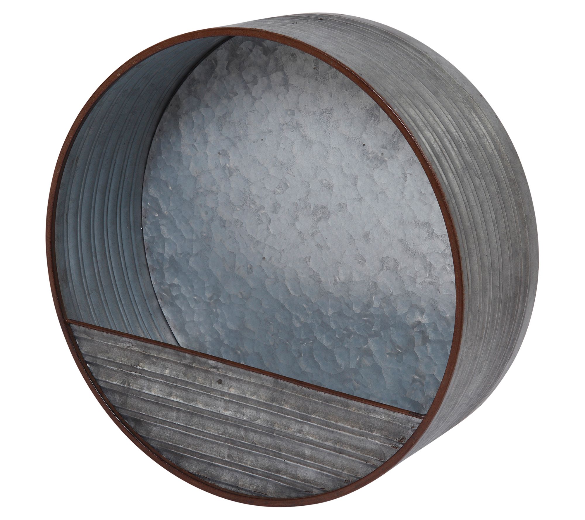 Hanging Round Galvanized Metal Wall Planter byGerson