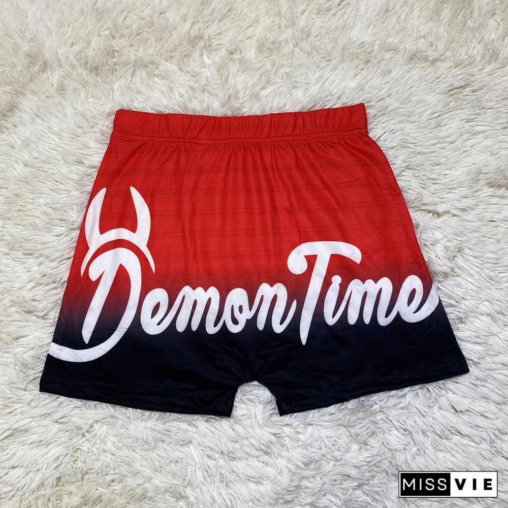 Sexy Letter Print High Waist Skinny Women Biker Shorts