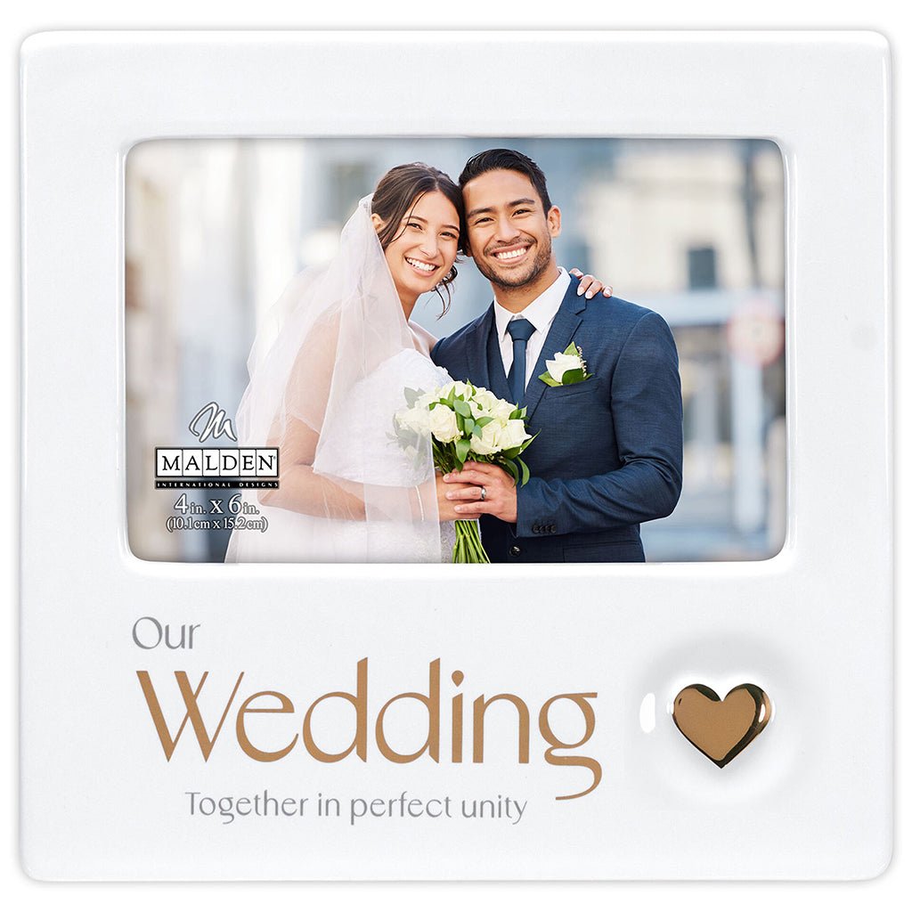 Malden 4x6 Our Wedding Ceramic Picture Frame