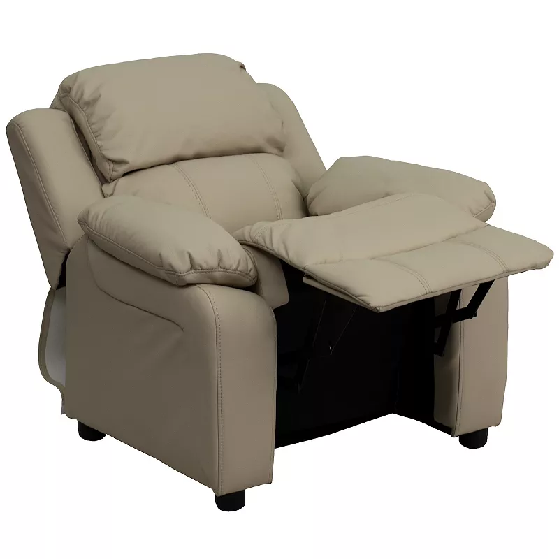 Kids Flash Furniture Deluxe Storage Arms Padded Recliner Chair