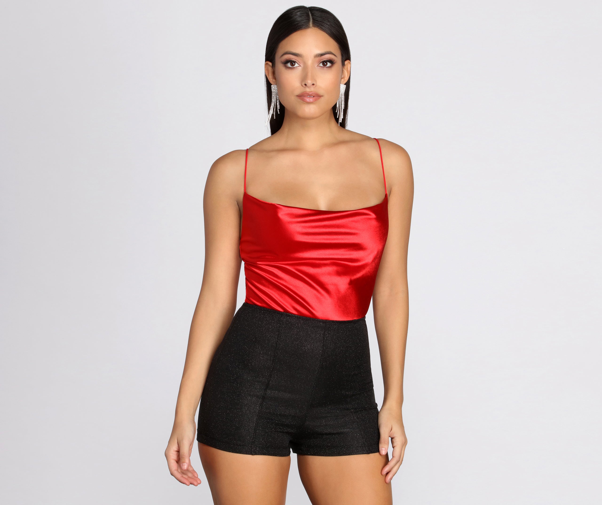 Satin Cowl Neck Bodysuit