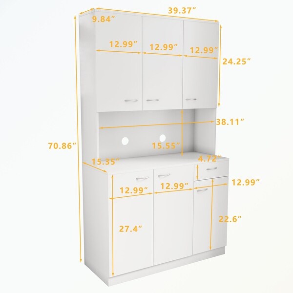 Wardrobe with 6-Doors， 1-Open Shelves and 1-Drawer - - 37065678