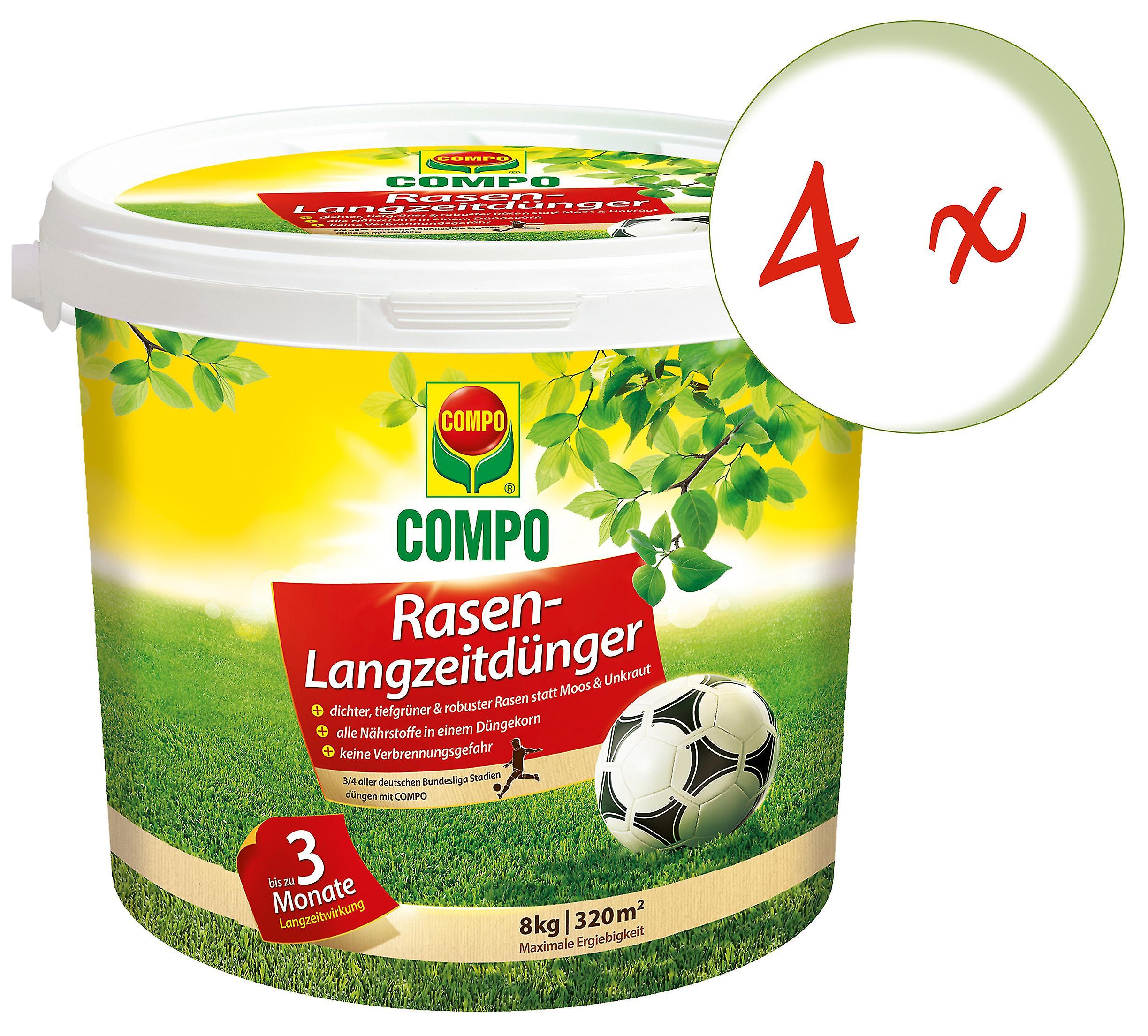 4 x COMPO Rasen-Langzeitd??nger， 8 kg