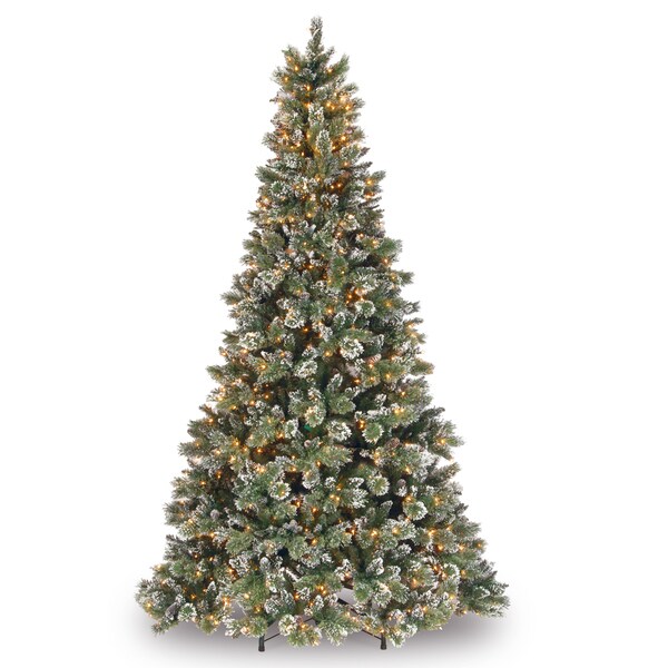 National Tree Company 9 ft. Glittery Bristle Artificial Pine Tree with Clear Lights