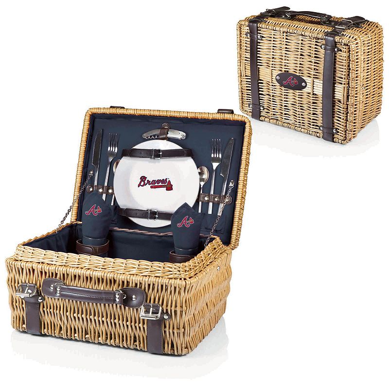 Picnic Time Atlanta Braves Champion Willow Picnic Basket with Service for 2