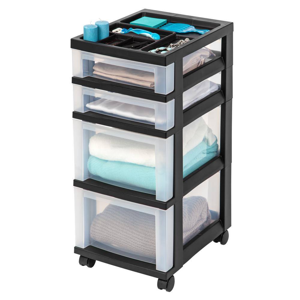 IRIS 4 Drawer Rolling Storage Cart in Black 116827