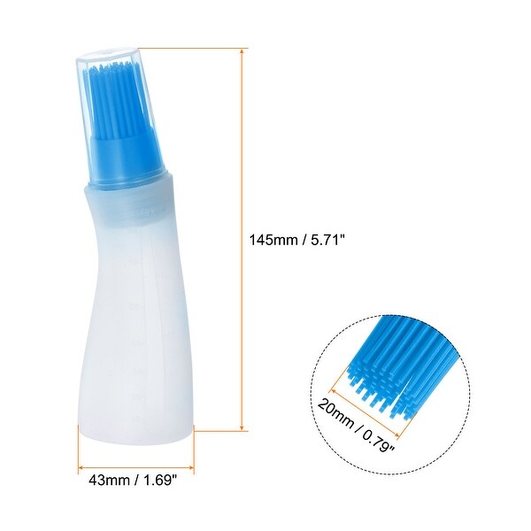 2pcs Silicone Oil Bottle Brush with Cap for Barbecue Cooking Baking， Blue