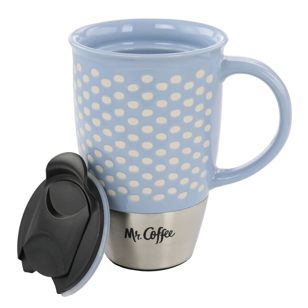 4 Piece 15 Ounce Stoneware   Stainless Steel Travel Mug Set