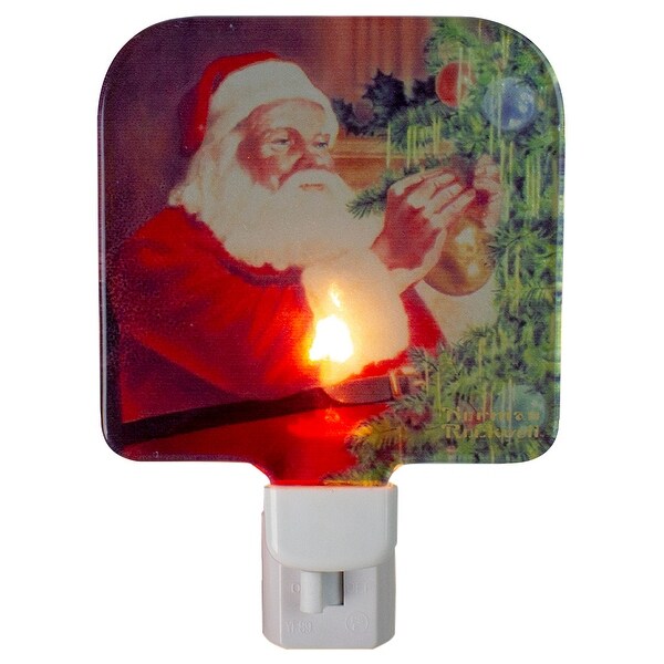 6 Norman Rockwell 'Santa Trimming Tree' Glass Christmas Night Light