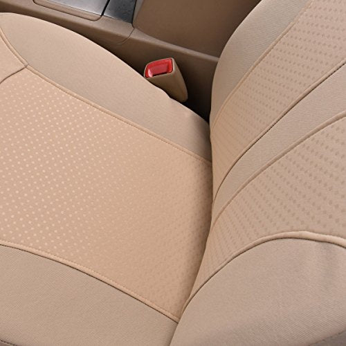 Flying Banner 9 PCS Car Seat Covers Full Cover | Universal fit Most Car，Truck，SUV and Van | Hot Stamp Breathable Composite Sponge and Airbag Compatible | Polyester Fabric Beige 039-Style