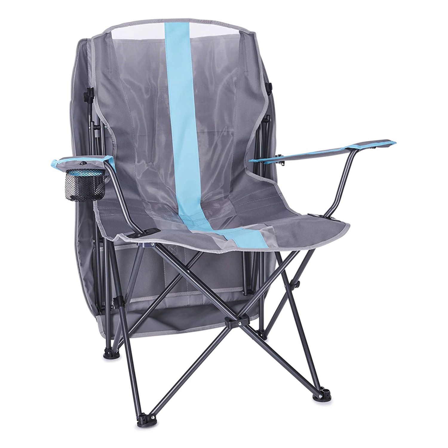 Kelsyus Premium Portable Camping Folding Lawn Chair with Canopy， Blue - 80185