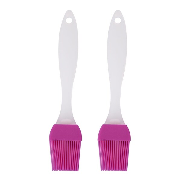 2pcs Flexible Silicone Brush Heat Resistant Non-Stick Utensils - Fuchsia - 6.7