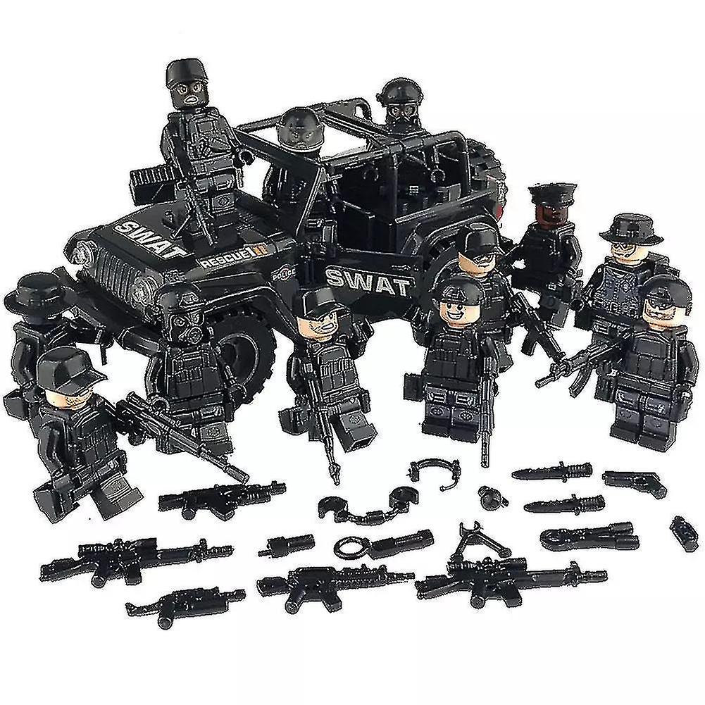 Military Special Forces Soldiers Bricks Figures Guns Weapons Compatible Armed Swat Building Blocks Kids Toys