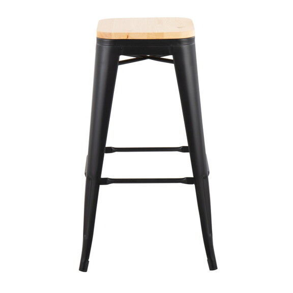 Oregon Contemporary Barstool in Black Steel and Na...