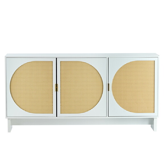 U_Style Storage Cabinet with Rattan Door  Mid Cent...