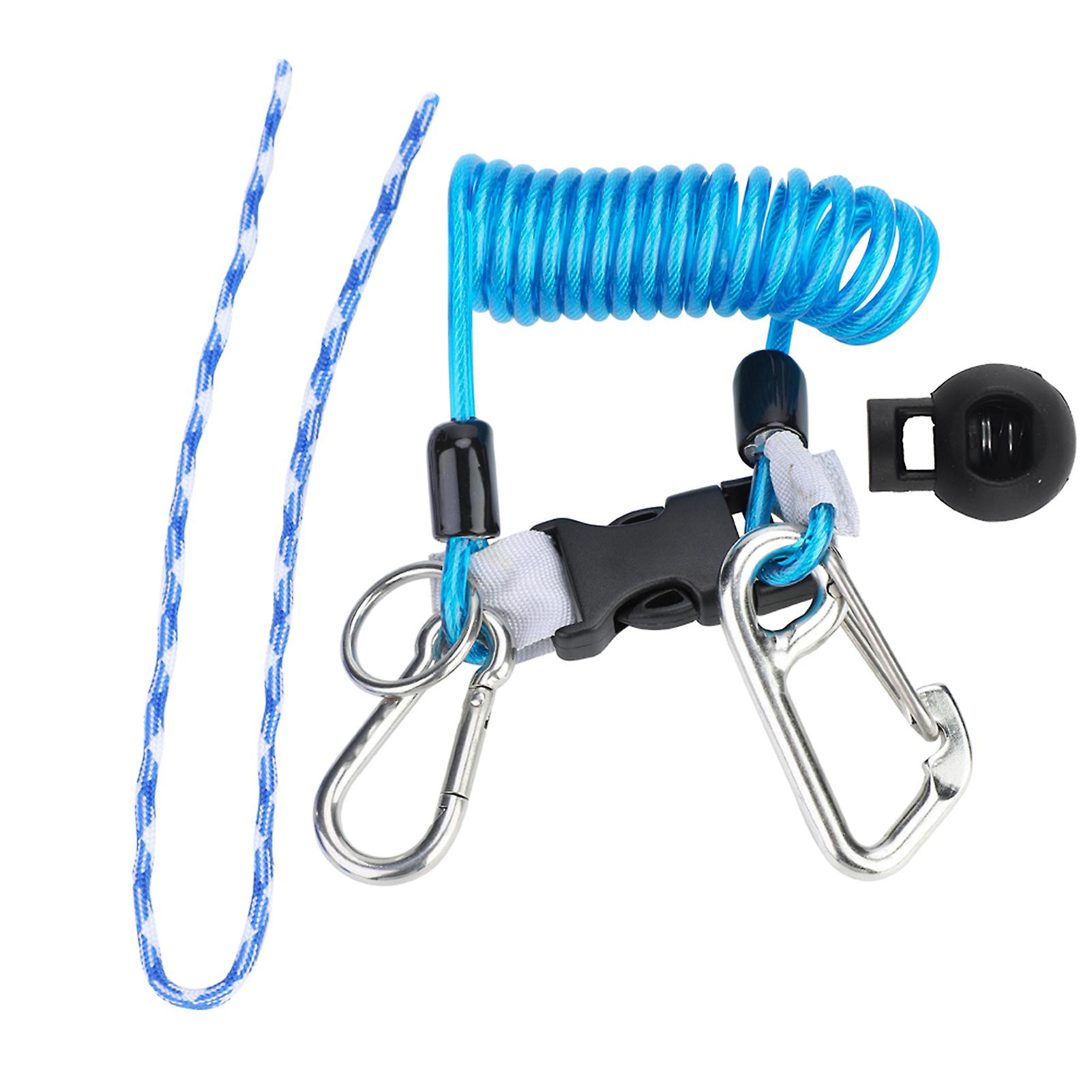 Keep Diving Anti Lost Spring Coil Lanyard Safety Emergency Tool With Quick Release (blue)