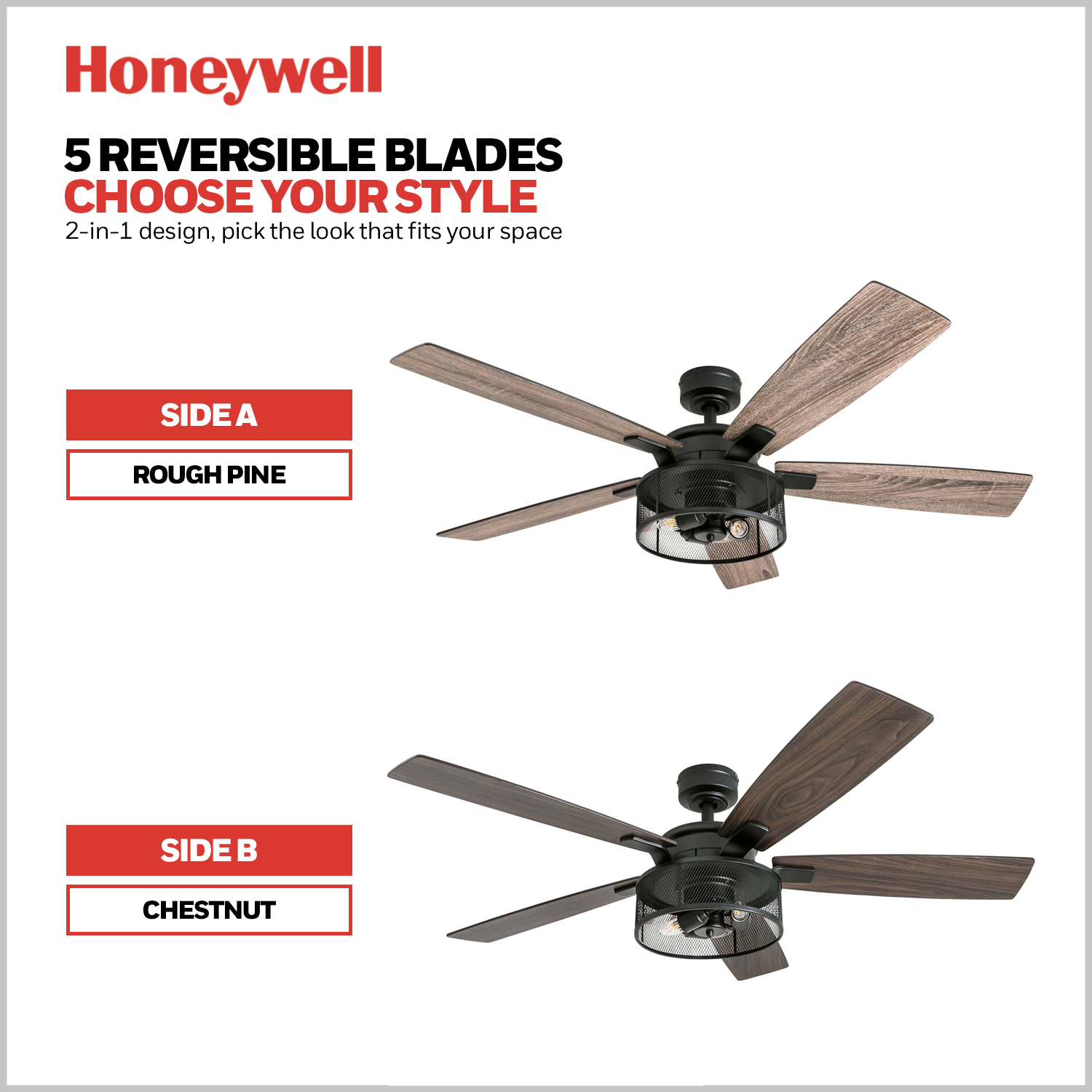 Honeywell Carnegie 52 Matte Black Ceiling Fan with Lights and Remote Control