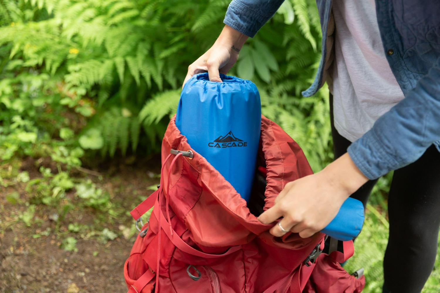 Cascade Mountain Tech Insulated Sleeping Pad with Pillow  Blue