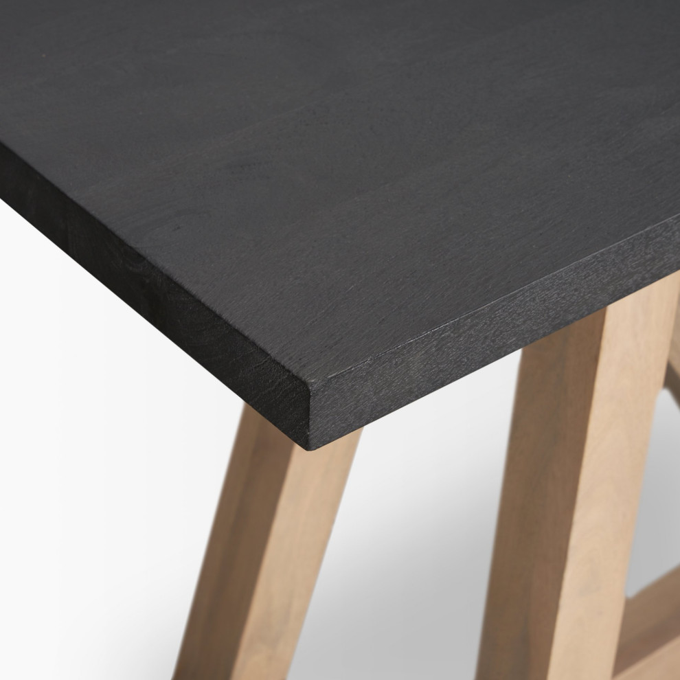Rialto Black And Light Brown Solid Wood Console Table   Farmhouse   Console Tables   by Mercana  Houzz