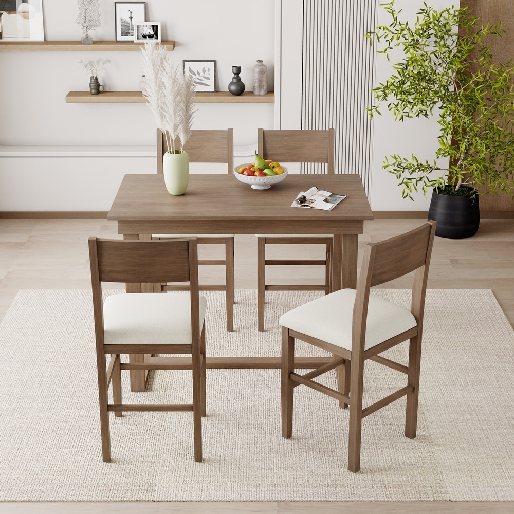 5 Piece Counter Height Dining Table Set with 1 Dining Table and 4 Dining Chairs